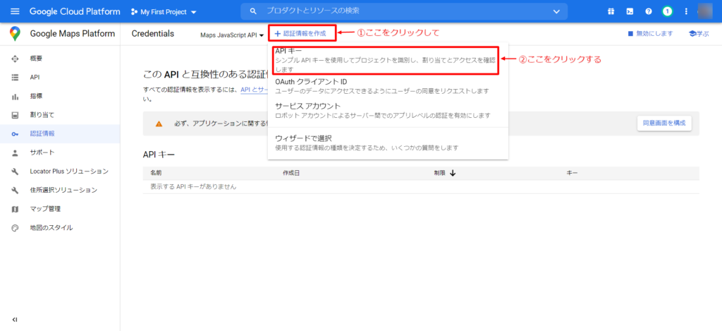 GoogleCloudPlatform_APIキー作製-5